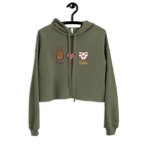 Peace. Love. Cloth Cuties. Cropped Hoodie