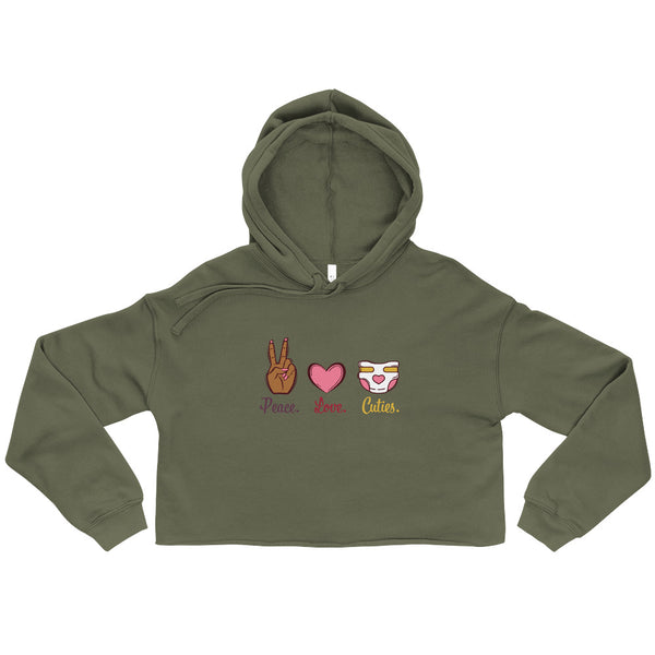 Peace. Love. Cloth Cuties. Cropped Hoodie
