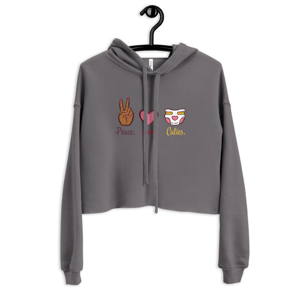 Peace. Love. Cloth Cuties. Cropped Hoodie